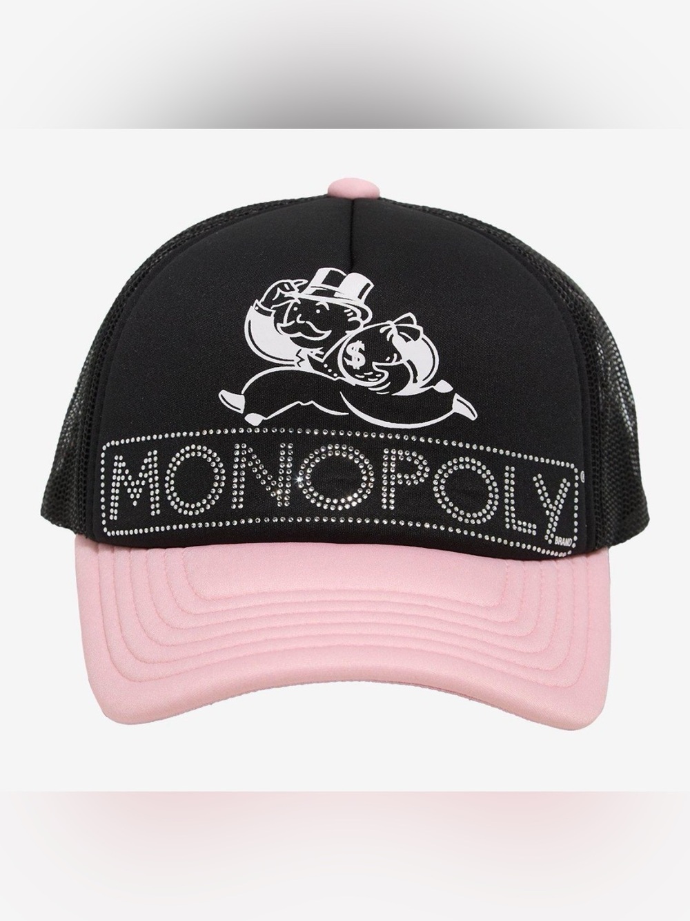 Monopoly Trucker Hat in Black and Pink- New